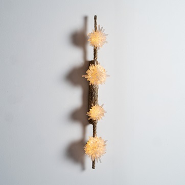 White Quartz Encrusted Branches Wall Sconce