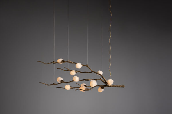 Branches Quartz Crystal Lights on neutral Background