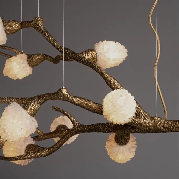 Close-Up of Quartz Crystal Lights in Neutral Setting.