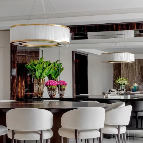 Dubai natural stone chandelier elegant dining table