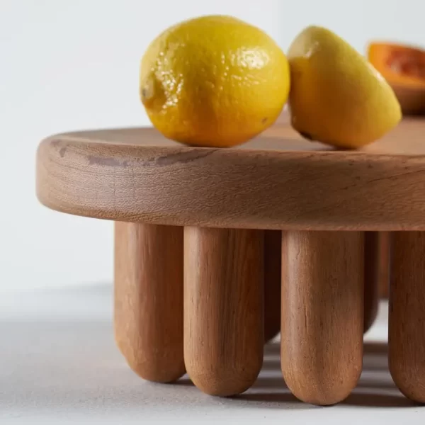 Small Angelin wood centerpiece with lemons.
