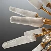 Close-up of Vancouver light fixture, natural quartz arms detail, copper leaf accents, intricate mid-century design.