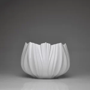 Snowflake Coral Fine Porcelain Vase, white background.