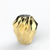 Plisan Geometric Miniature Porcelain Vase with external painting in gold on a white background.