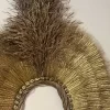 Close-up of the Headdress, Indigenous Natural Fiber, Antunes, highlighting the intricate wheat and shell design.