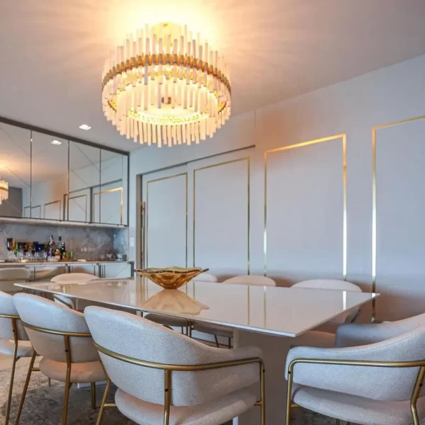 Luxury Paris chandelier natural stone dining table