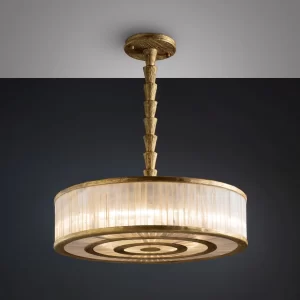 Natural Stone Chandelier Rio de Janeiro I displayed on a black background, highlighting its elegant design and natural stone craftsmanship.