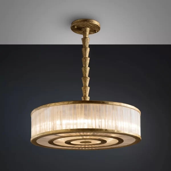 Natural Stone Chandelier Rio de Janeiro I displayed on a black background, highlighting its elegant design and natural stone craftsmanship.