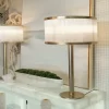 Dubai table lamp natural stone warm silver leaf Haus of Aurah Los Angeles