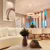 Pair of San Francisco chandeliers antique bronze modern interior