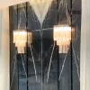 Luxury wall sconces silver leaf black marble