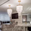 American kitchen featuring Petit London Natural Stone Lighting Fixture above a central island.