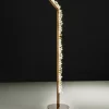 Rome Table Lamp and Rome Floor Lamp in White Quartz with Warm Gold Leaf Finish