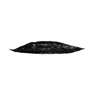 HLM0507 Organic Artglass Leaf Shape Centerpiece in sleek black, epitomizing contemporary luxury for high-end interiors