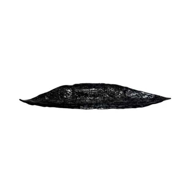 HLM0507 Organic Artglass Leaf Shape Centerpiece in sleek black, epitomizing contemporary luxury for high-end interiors