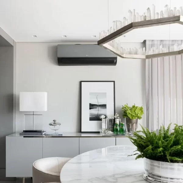 Elegant Silver Leaf Quartz LED Chandelier San Francisco model showcasing its architectural design.