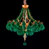 Crystal Quartz Chandelier Vienna Delux 30″ with green quartz and warm gold leaf and black background.