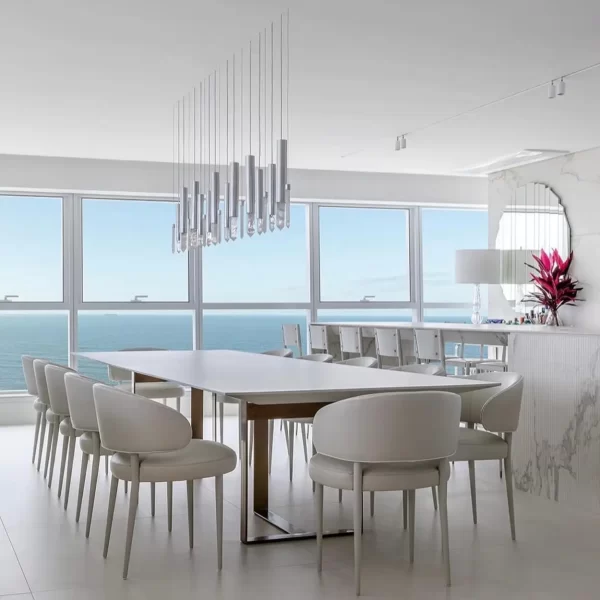 Mineral Pendant Luminaire Venice set silver leaf dining room