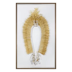 Headdress, Indigenous Natural Fiber, Moreré Framed on White Background.