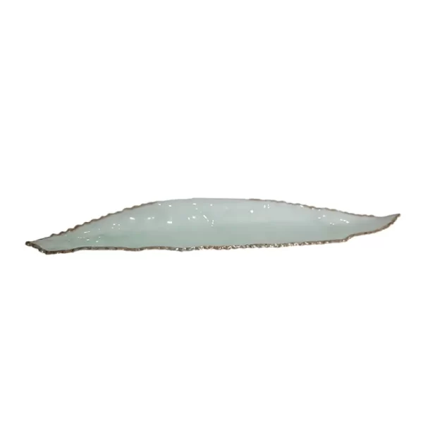 HLM0507 Pearl-finished Organic Leaf Centerpiece, exuding iridescent beauty for high-end interior decor.