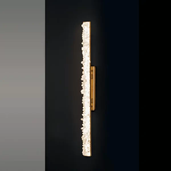 Quartz Led Wall Lamp 35.4" New York, warm gold leaf, by Haus of Aurah - Luxury Lighting for High-End Interiors.