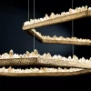 Illuminated Translucent Quartz Tips on Quartz Rustic Chandelier Recife II, Hammered Ceramic Vintage Gold Finish, Black Background