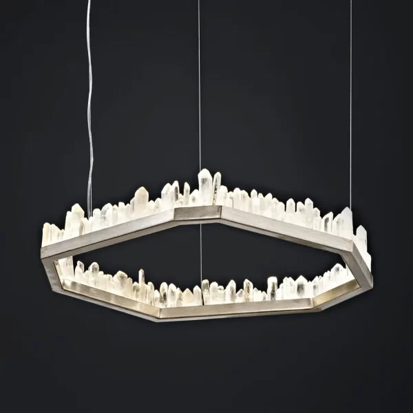 Quartz LED Chandelier San Francisco by Haus of Aurah, illuminated against a black background.