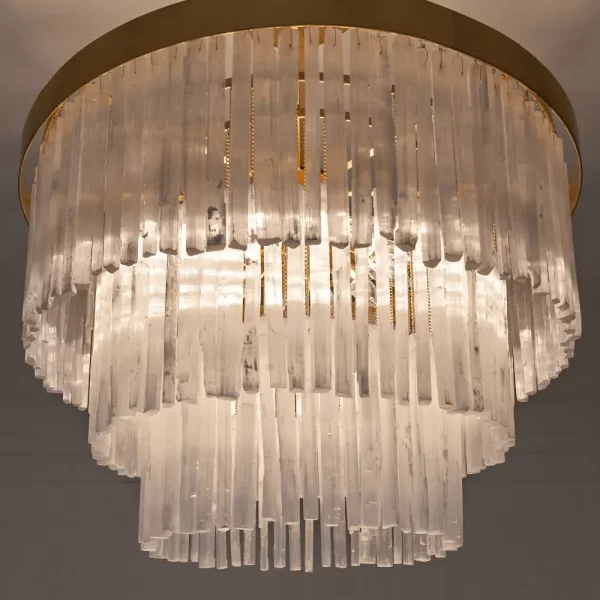 Full view of Selenite chandelier Grand London displaying its impressive scale and architectural design.