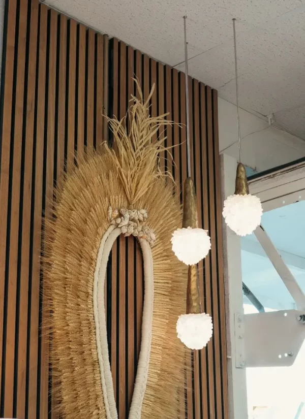 Milky Quartz Pendant Lamp Dublin Slim Haus of Aurah Los Angeles showroom
