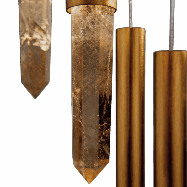 Close up at the Set of Venice Smoked Quartz, Warm Gold Leaf. HOA31.