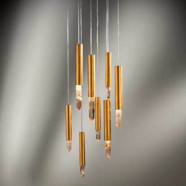 Set of Venice Rock Crystal Smoked Quartz displayed elegantly inside a professional photography studio, showcasing its luxurious design and intricate details.