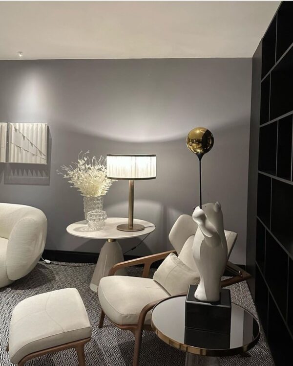 Natural Stone Dubai Table Lamp as a focal point in a sophisticated living room setting.