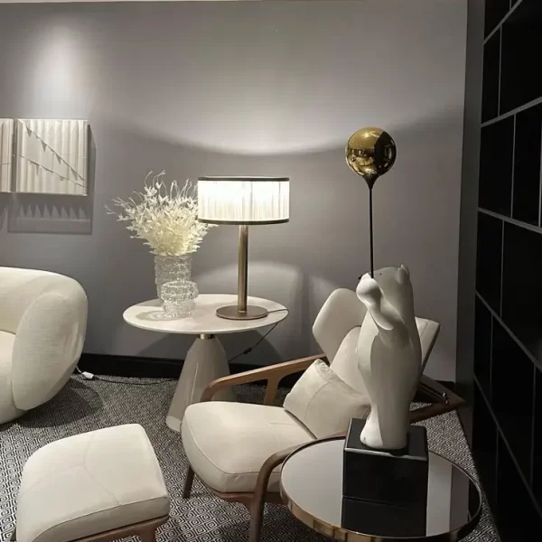 Natural Stone Dubai Table Lamp as a focal point in a sophisticated living room setting.